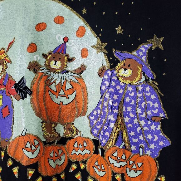 Vintage Halloween Sweatshirt KWBL ONE SIZE Spooky Bears 80s 90s Trick-or-Treat - Picture 4 of 10